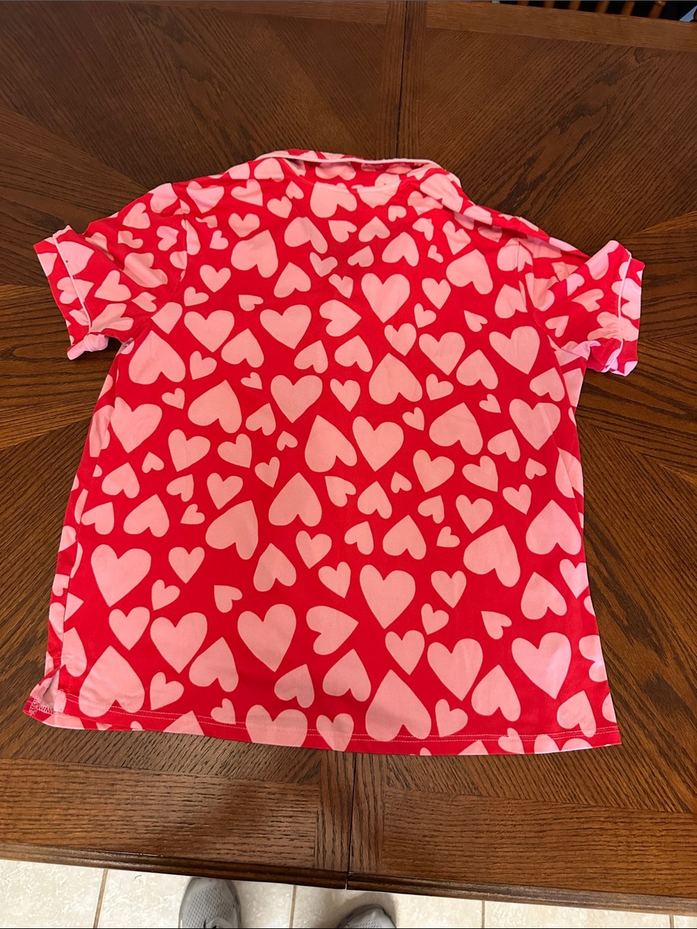 Women’s Red and Pink Heart Print Pajama Set - Cropped - Picture 7 of 10